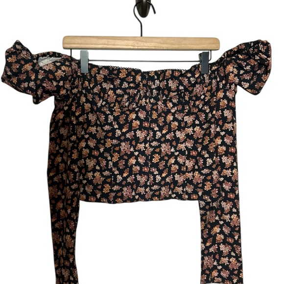 NWT WeWoreWhat Long Sleeve Floral Corset Bustier‎ Top Black Floral Underwire Sz8 - Picture 3 of 9